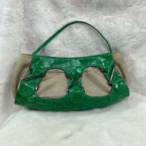 Zac Posen green and tan small hand bag